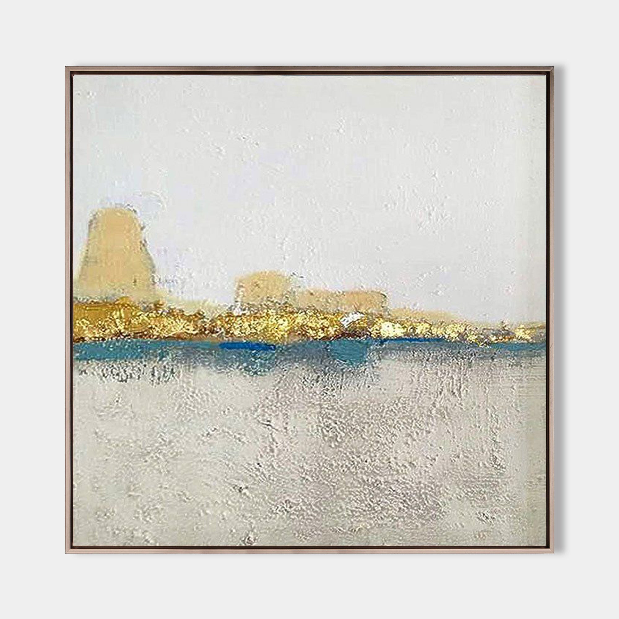 Square Gold Acrylic Painting Large Abstract landscape wall art