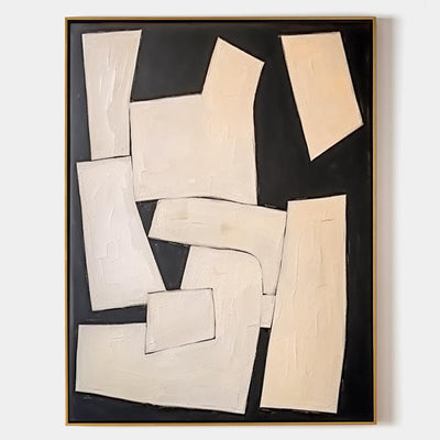 Modern Black And Beige Abstract Canvas Wall Art Earth Tone Minimalist Art Minimalist Painting