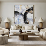 White Gold Abstract Art Large Modern Abstract Canvas Painting