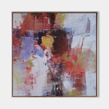 Red Abstract Canvas Art Red Square Wall Art Modern Red Painting Framed Canvas Painting