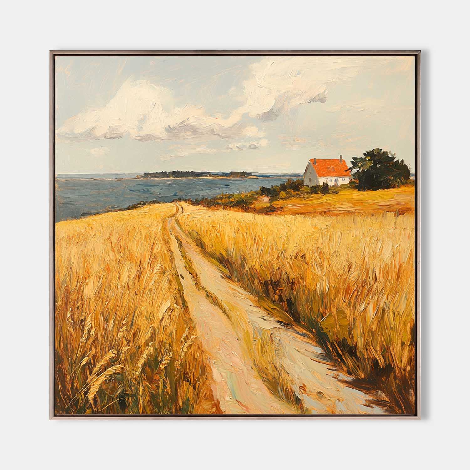 Countryside Wall Art Landscape Wall Art Large Fields View Painting Farmhouse Texture Art Painting