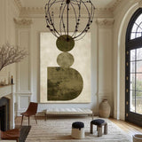 Abstract Geometric Brown And Green Painting Shape Art Painting On Canvas Luxury Home Decor