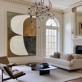 Brown And Green Textured Geometric Painting Walls Abstract Painting Modern Home Decor