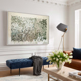 Large Green Abstract Painting With Textured Impasto For Modern Living Room Decor