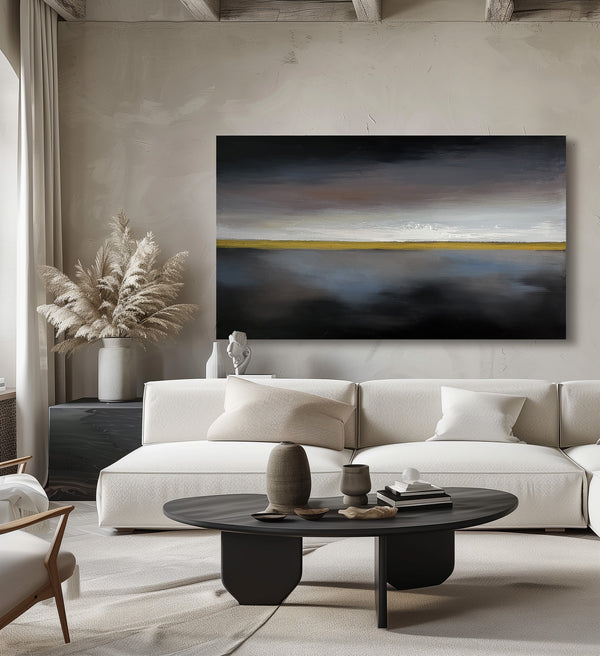 Black And Grey Minimalist Abstract Acrylic Art Canvas Painting Abstract Wall Art Painting For Sale