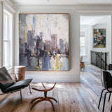 Abstract City Skyline Painting Big Modern Chicago Cityscape Art Urban Painting