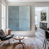 Original Blue Modern Canvas Wall Art Painting on Canvas Blue Textured Large Minimalist Abstract Living Room Decor