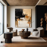 Large Beige Brown Abstract Painting Japandi Wabi-sabi Canvas Painting Livingroom Wall Art