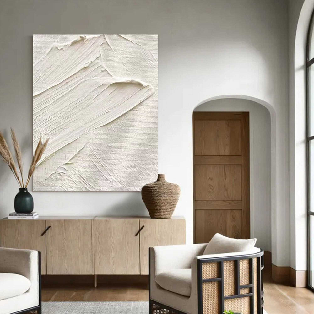 Wabi-Sabi White wall art White 3D wall art White textured wall art Large White Abstract Painting White Minimalist Painting