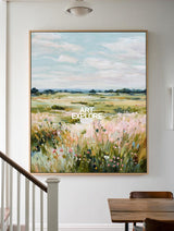 Abstract Wildflower Field Painting Original Oil Art For Modern Home Decor