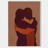 Large Red Minimalist Loving Couple Canvas Painting Kissing Lovers Painting Modern Abstract Painting