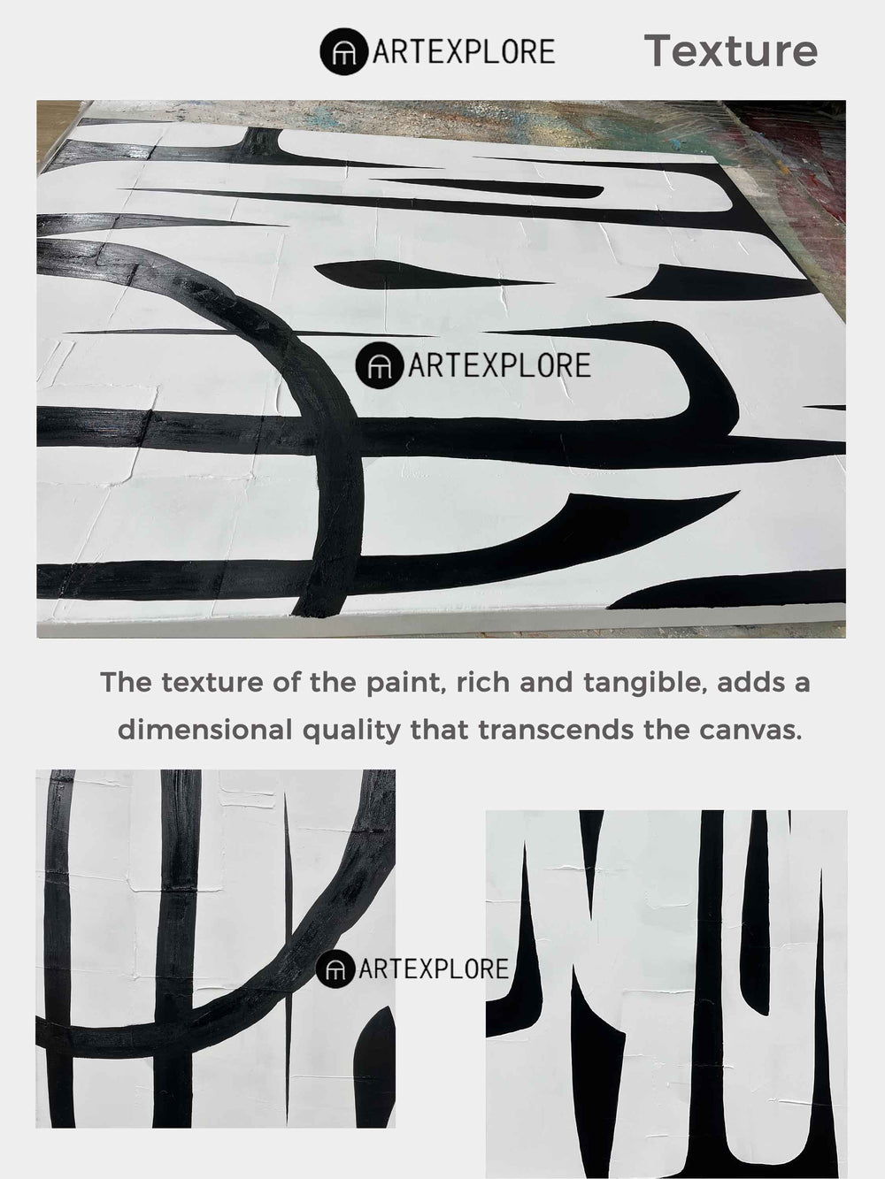 Modern Black And White Abstract Wall Art Oversized Acrylic Painting Abstract Artwork For Livingroom
