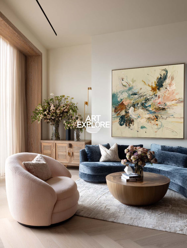 Lyrical Abstract Painting Modern Art For Living Room With Textured Finish