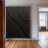 Large Black Abstract Painting Black Minimalist wall Painting Black 3D Textured Painting Modern abstract wall art Minimalist Painting Art