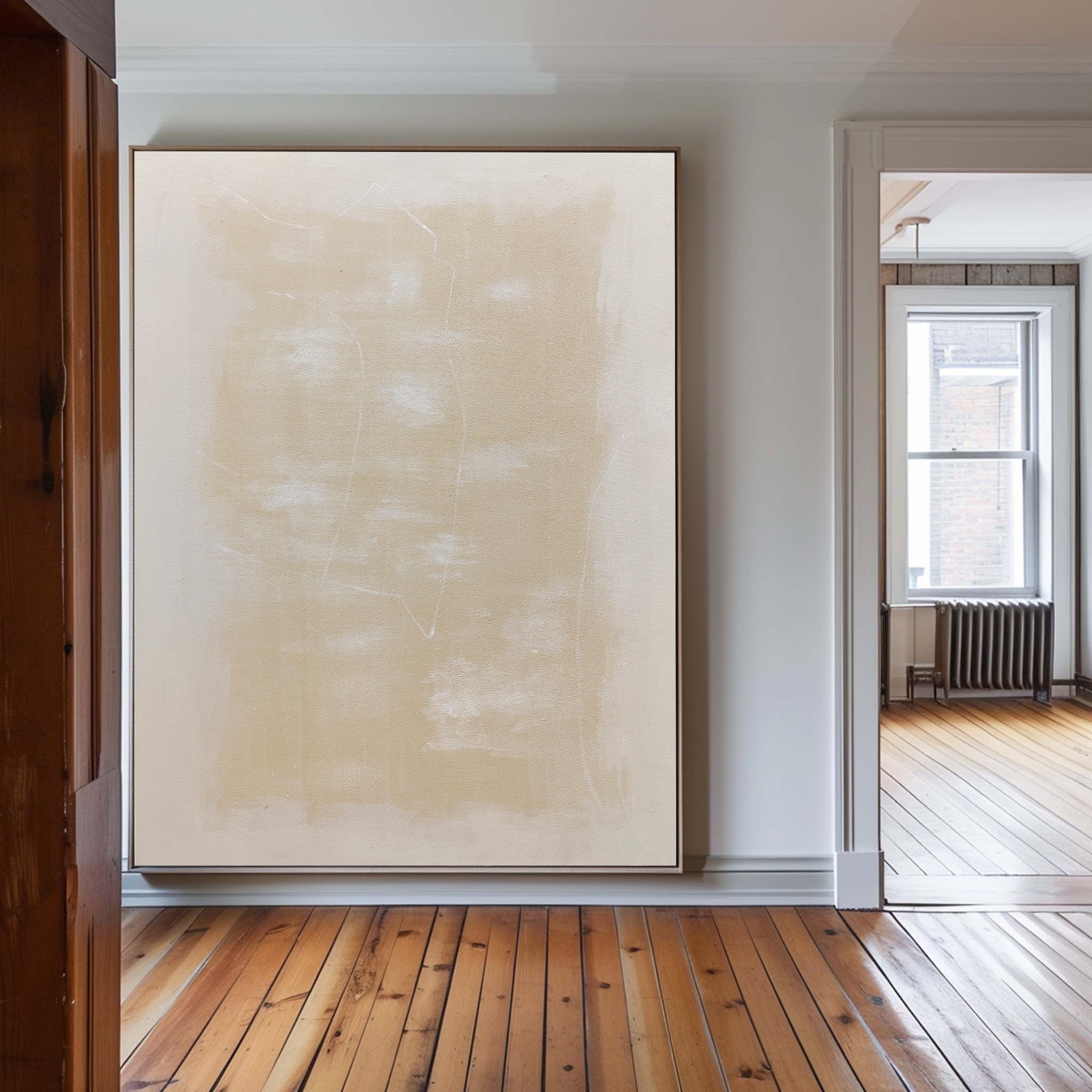 Large Beige Texture Modern Painting Abstract Painting Minimalist Abstract Art On Canvas For Livingroom