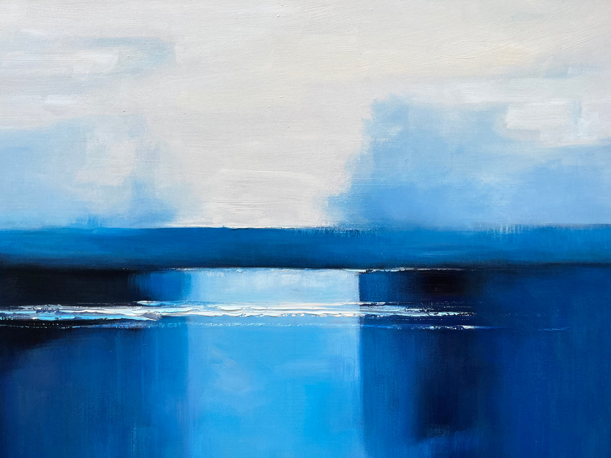 Blue and White Minimalist Abstract Art On Canvas Modern Painting Abstract Painting For livingroom