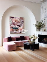 Textured Abstract Expressionist Art In Pink And Purple Tones