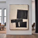 Modern Black And White Abstract Canvas Wall Art Earth Tone Minimalist Art Minimalist Painting