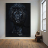 Large Lion Painting Black Lion King Wall Art Big Lion Oil Painting Handmade Animal Canvas Painting