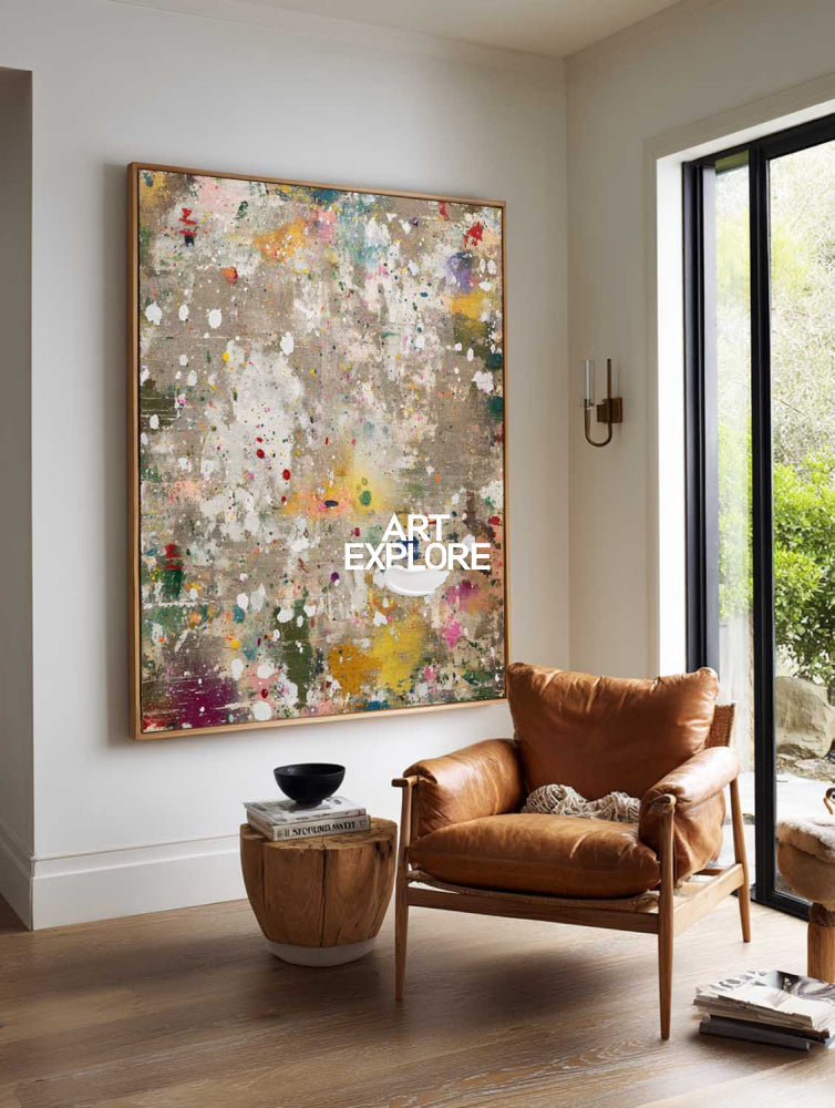 Modern Abstract Art With Textured Mosaic Effect For Living Room Decor