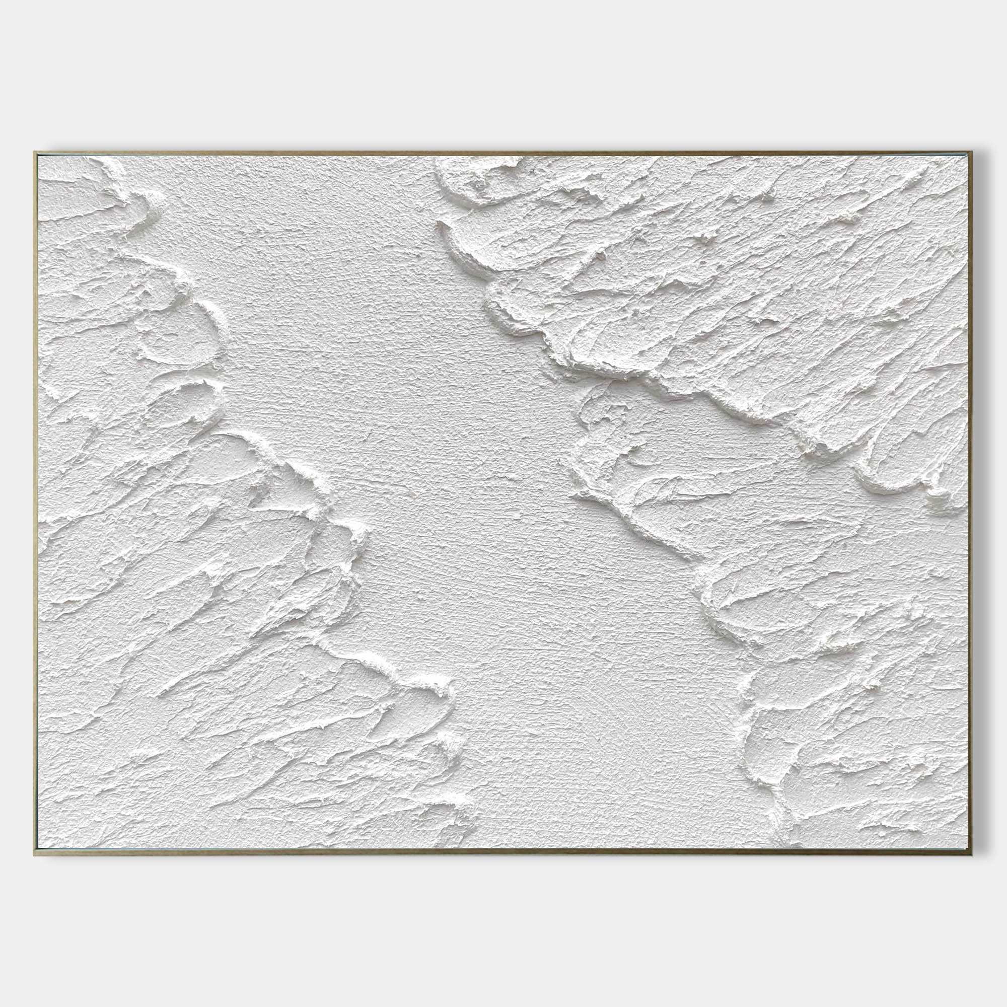 Plaster Painting Art White Minimalist Painting White Canvas Wall Art Large Artwork For Bedroom
