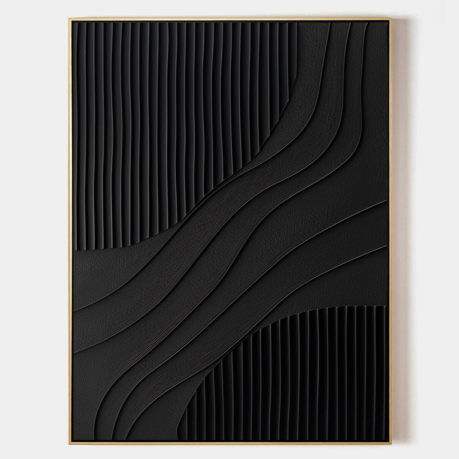 Black 3D Texture Painting Modern Minimalist Luxury Art Black Abstract Wall Art Black 3D Abstract Painting on Canvas