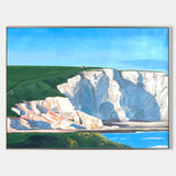 White Cliff Horizontal Oil Painting For Wall Landscape Art Seaside Art on Canvas Large Apartment Decor