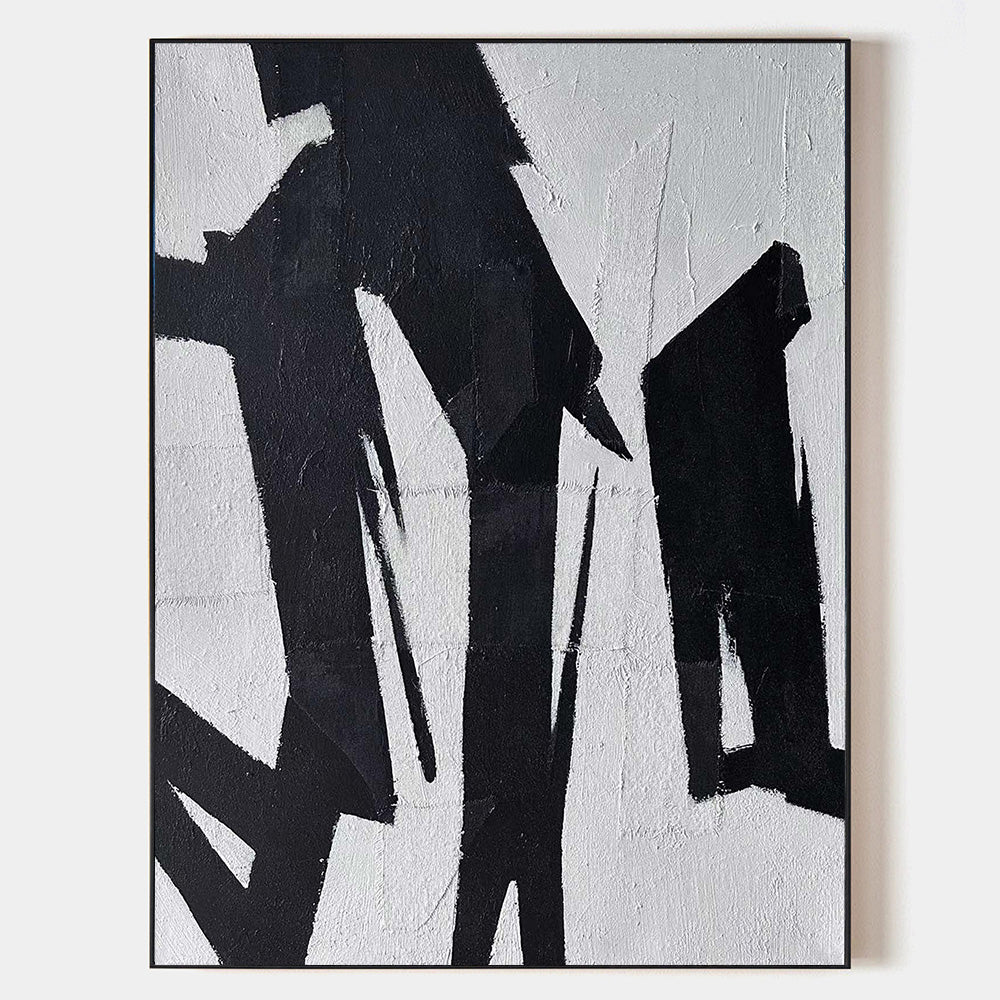 Modern Black And White Abstract Canvas Wall Art Minimalist Art ...
