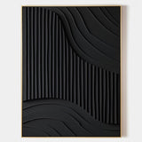 Black 3D Textured Painting Black Large Plaster Wall Art Black Minimalist Painting On Canvas