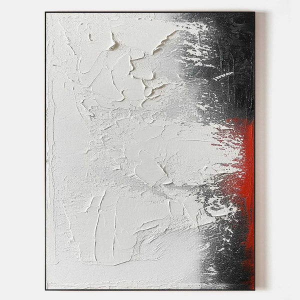 Unique Black And White Modern Art,Large Black Red Wall Painting,Minimalist Entryway Wall Decor