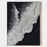 Black And White Plaster Painting Black Seashore Wall Art Painting Plaster Textured Art Painting