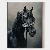 Large Black Horse Oil Painting Wild Horse Canvas Wall Art Black Steed Painting For Sale