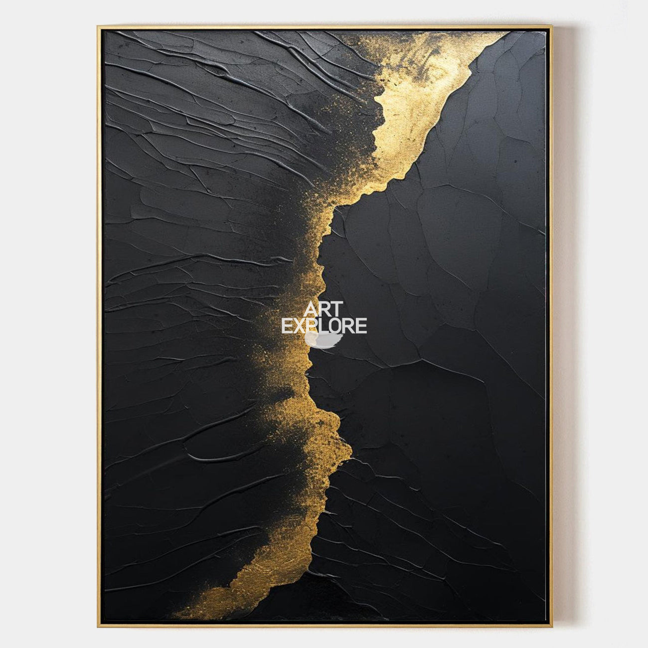 Black And Gold Abstract Wall Art Large Decorative Paintings Big Canvas ...