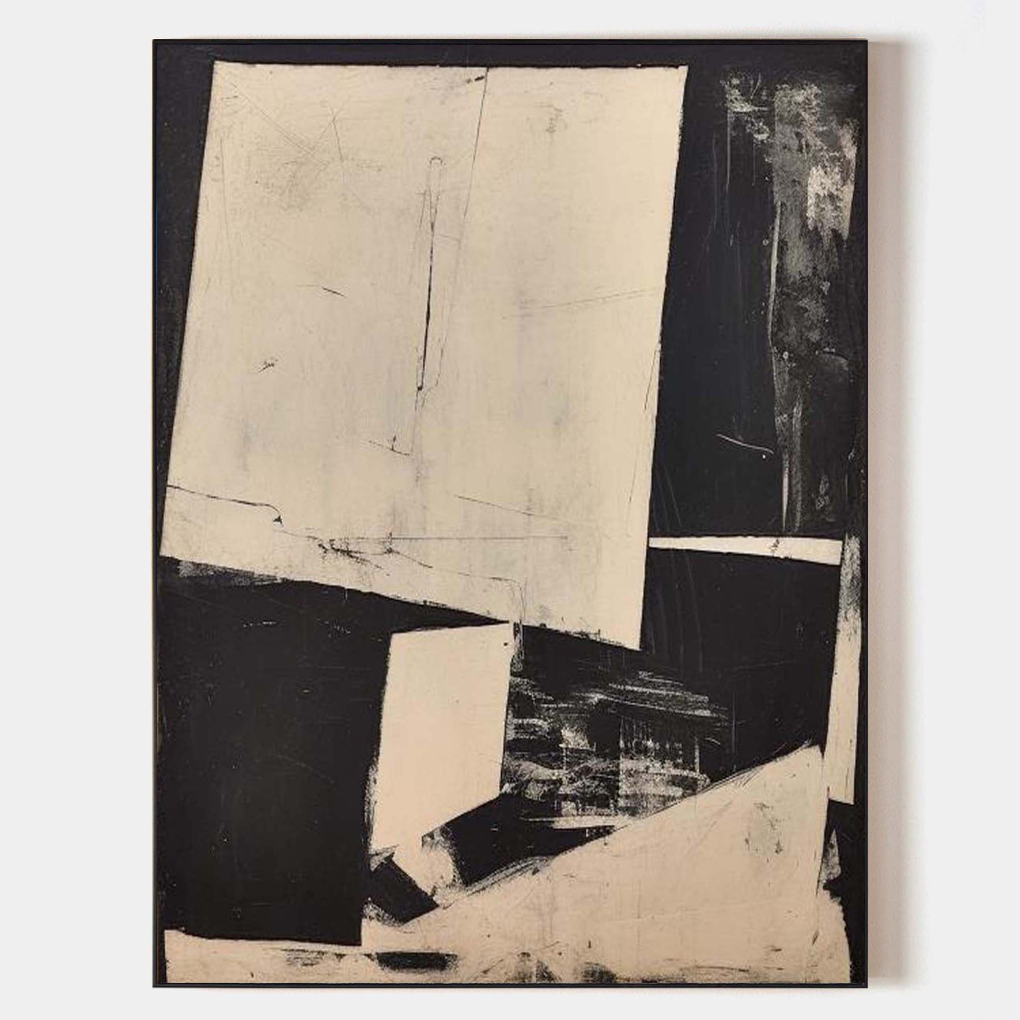 Modern Black And Beige Abstract Canvas Wall Art Earth Tone Minimalist Art Minimalist Painting