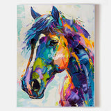 Large Colorful Horse Oil Painting Wild Horse Canvas Art Colorful Textured Horse Painting For Sale