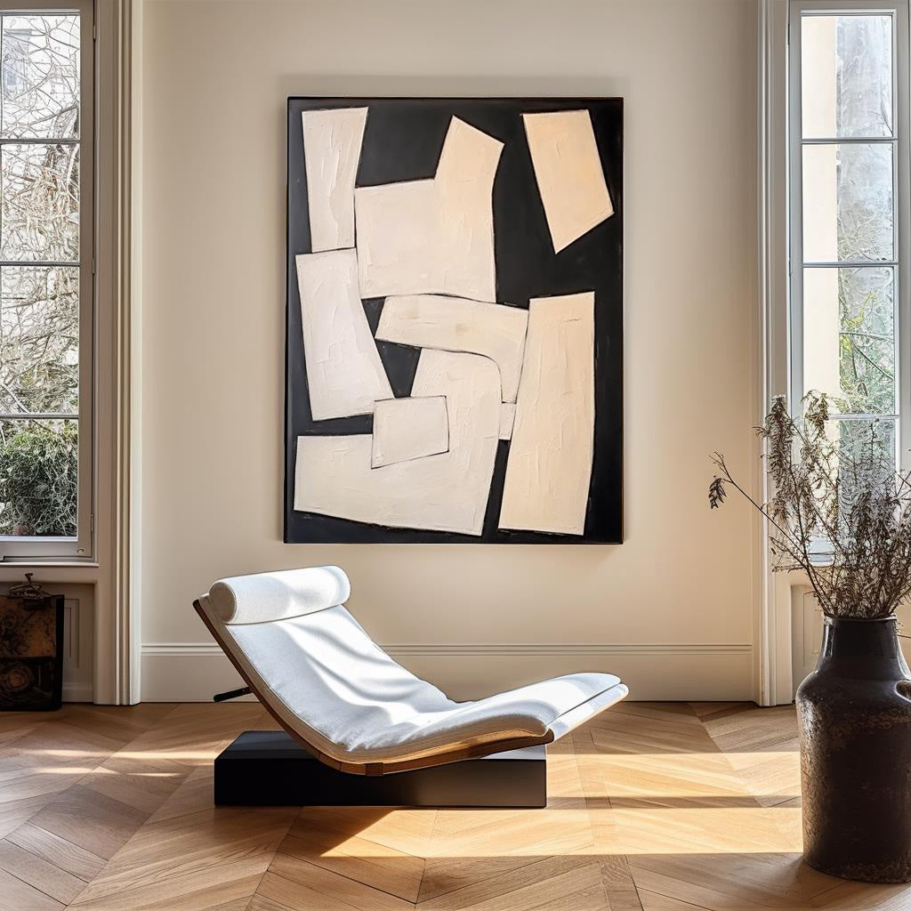 Modern Black And Beige Abstract Canvas Wall Art Earth Tone Minimalist Art Minimalist Painting