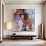 Red Abstract Canvas Art Red Square Wall Art Modern Red Painting Framed Canvas Painting