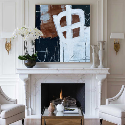 Black And Brown Abstract Painting Large Square Livingroom Canvas Art Acrylic Painting For Sale