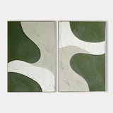 White And Green Diptych Painting Set Of 2 Minimalist Art Abstract Canvas Wall Art
