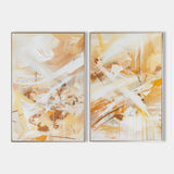 Yellow And White Set Of 2 Canvas Art Large Abstract Minimalist Line Art Modern Diptych Wall Art