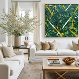 Large Green And Yellow Textured Abstract Painting Wall Art Original Artwork For Livingroom