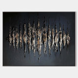 Black And Gold Abstract Painting Plaster Canvas Wall Art Modern Abstract Art Canvas Wall Art