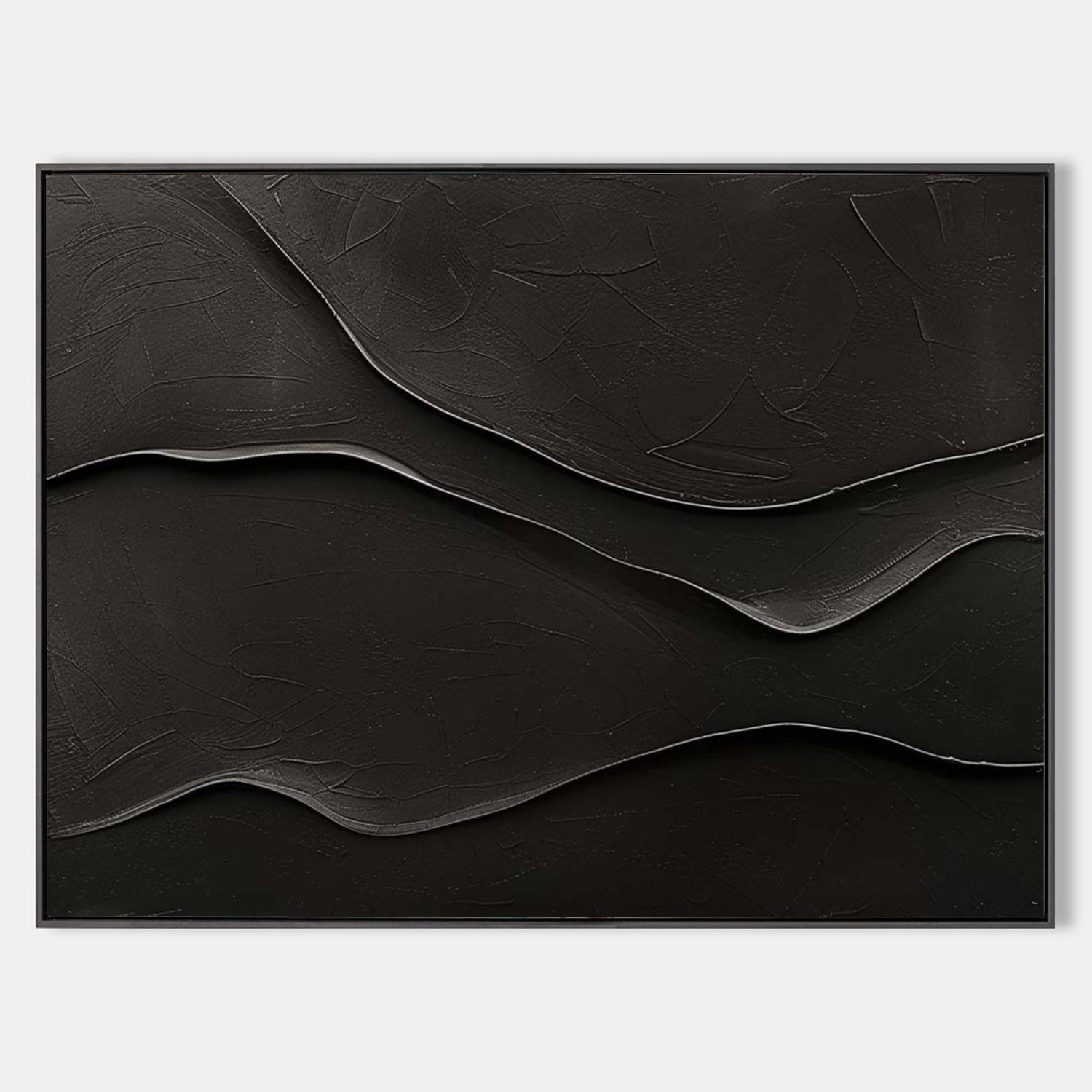 Black 3D Texture Painting Modern Minimalist Luxury Art Black Abstract Wall Art Black 3D Abstract Painting on Canvas