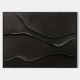 Black 3D Texture Painting Modern Minimalist Luxury Art Black Abstract Wall Art Black 3D Abstract Painting on Canvas