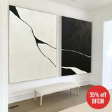 Modern Wabi-Sabi Black And White Artworks Set Of 2 Painting Unique Black And White Abstract Wall Art