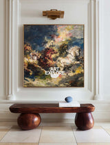 Dramatic Square Canvas Art With Galloping Horses For Entryway And Lounge Spaces