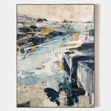 Contemporary Blue And Gold Abstract Art For Modern Living Room Decor