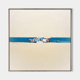 Original Minimalist Beach Painting With Blue Sea And Sand For Modern Coastal Home Decor Art
