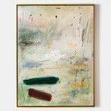 Modern Minimalist Green Abstract Painting Original Oil On Linen Canvas For Living Room Decor