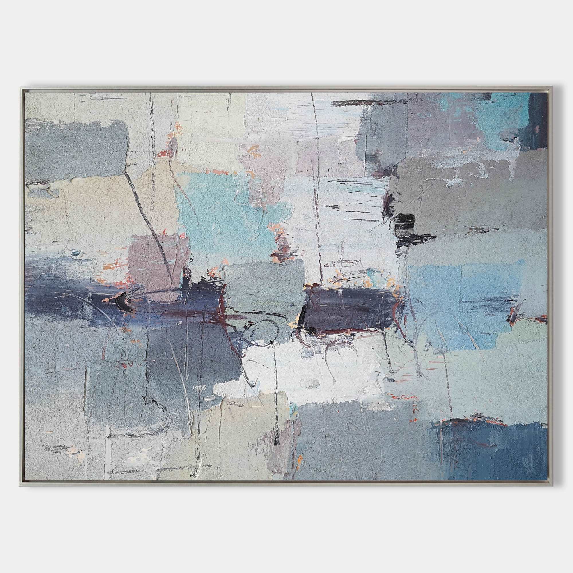 Large Abstract Coastal Canvs Acrylic Seascape Paintings Textured Abstract Painting